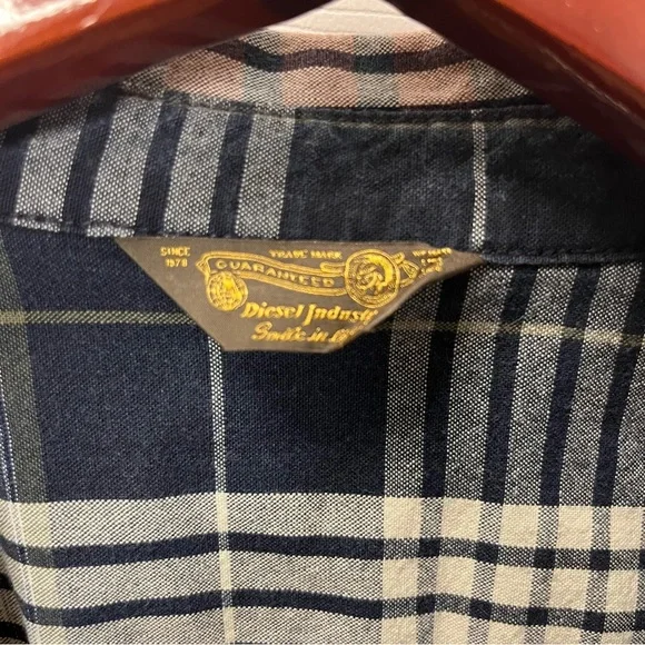 DIESEL Industry Men’s XXL Plaid Pearl Snap Button-Up Long Sleeve Shirt Cotton - Picture 5 of 12